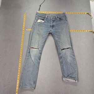 Selvedge Jeans Mens Twisted Seam Destroyed Pocket and Crotch Holes Fits 30x26